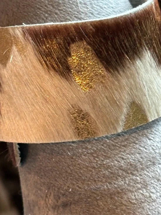 Handmade cowhide bracelet with Crystal repurposed brooch! One of a kind! - Picture 12 of 12